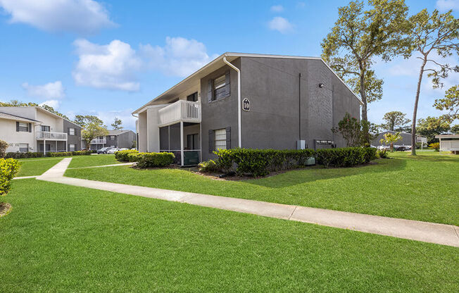 Apartment building exterior and walking path