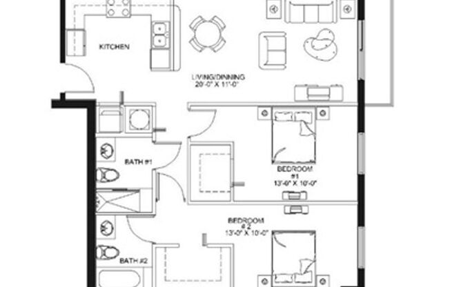 2 beds, 2 baths, 993 sqft, $2,471, Unit 406