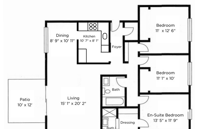3 beds, 2 baths, 1,300 sqft, $2,480, Unit 3111-5