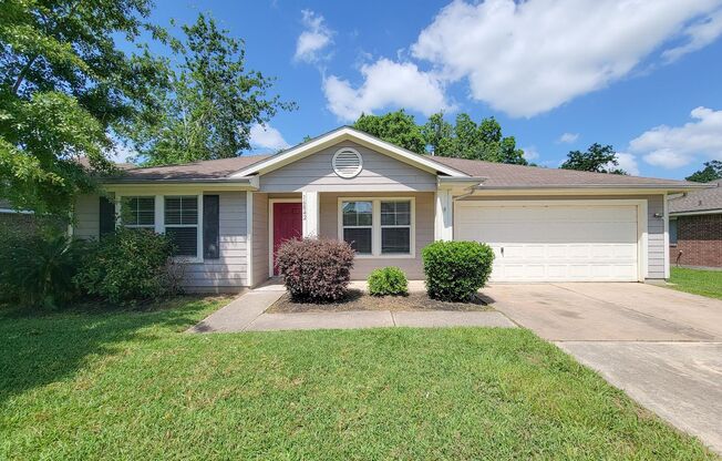 Lovely 3/2/2 home in quiet Newport subdivision of Crosby. Large open concept home with formal dining room that can be used as a second living space. Large bedrooms, master has separate sitting area. Big backyard with over-sized back deck.  Beautiful Vinyl