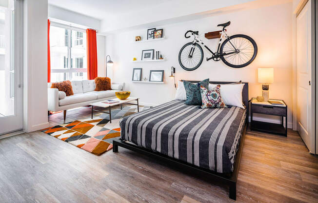 Bedroom with lamp at G12, Los Angeles, 90015