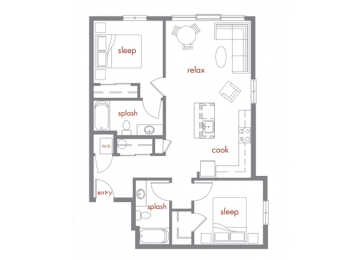 2 beds, 2 baths, 934 sqft, $2,027