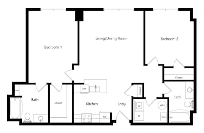 2 beds, 2 baths, 1,095 sqft, $2,160