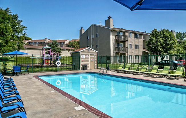 Large sparkling pool at Fox Valley Apartments in Omaha, NE