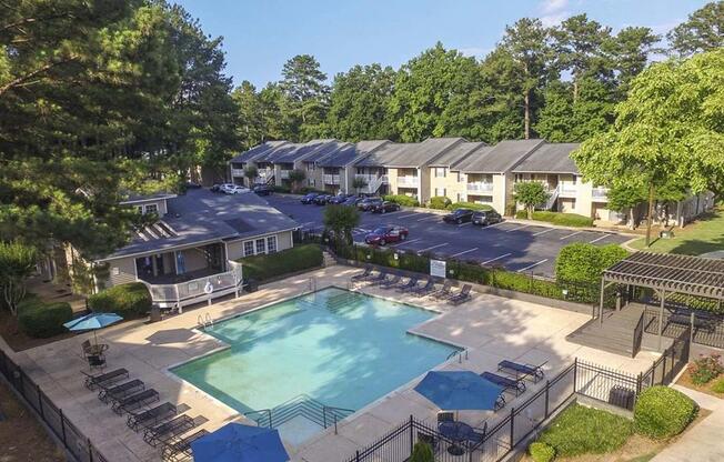 Aerial View Of Pool at Harvard Place Apartments, Lithonia, GA, 30058
