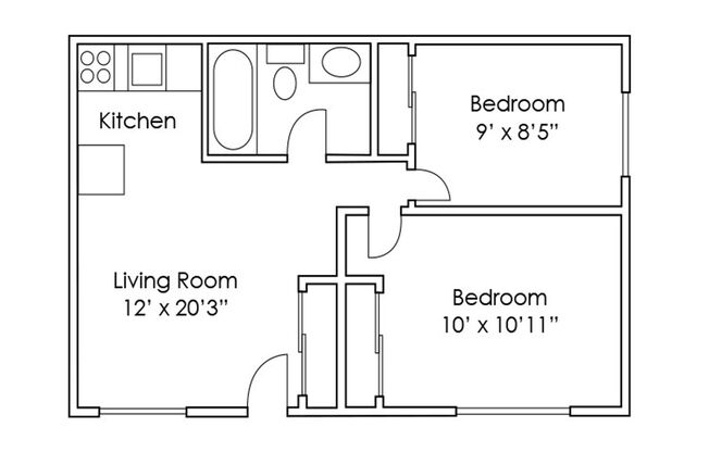 2 beds, 1 bath, 480 sqft, $695