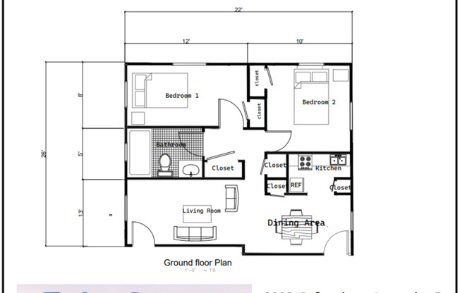 2 beds, 1 bath, 675 sqft, $950, Unit Unit 5