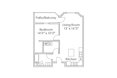 1 bed, 1 bath, 755 sqft, $1,320