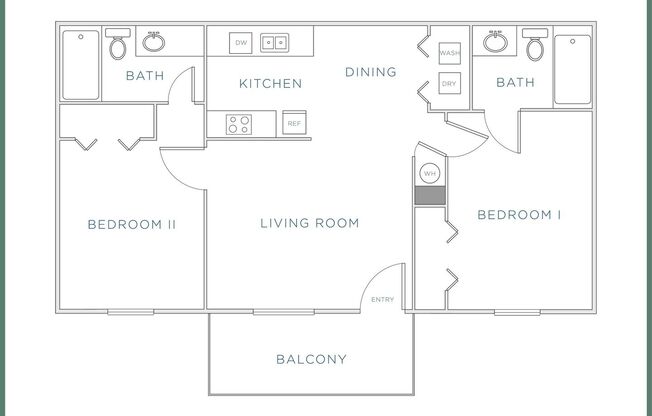 2 beds, 2 baths, 900 sqft, $955