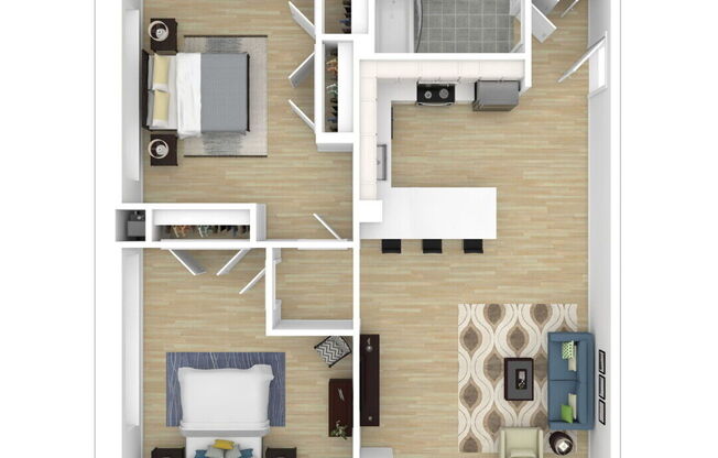 2 beds, 1 bath, 1,063 sqft, $1,857