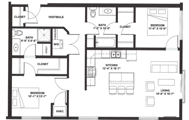 2 beds, 2 baths, 1,124 sqft, $2,478, Unit 217