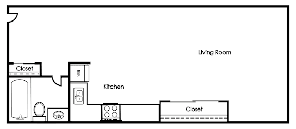 Studio, 1 bath, 340 sqft, $700
