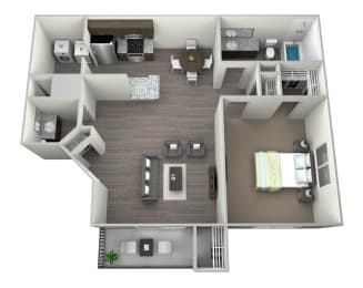 1 bed, 1.5 baths, 740 sqft, $1,229