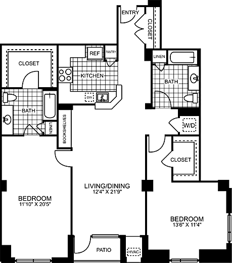 2 beds, 2 baths, 1,300 sqft, $5,510