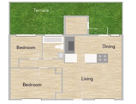 2 beds, 1.5 baths, 941 sqft, $950, Unit J10