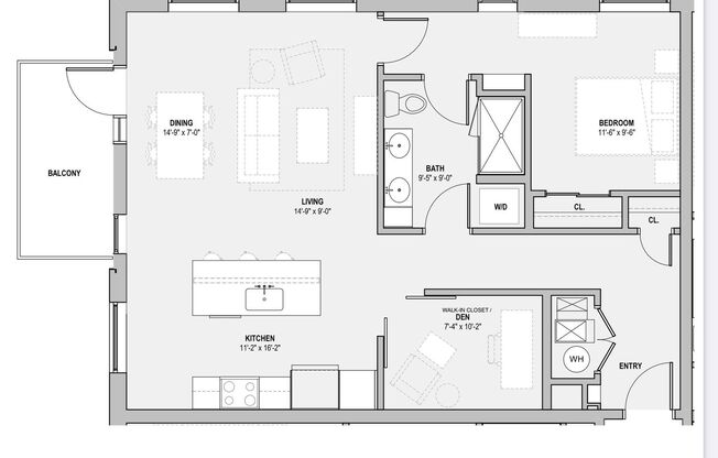 1 bed, 1 bath, 993 sqft, $2,850, Unit 401