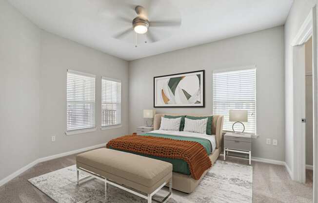 the choices apartments bedroom with ceiling fan