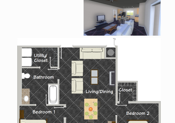 2 beds, 1 bath, 918 sqft, $1,278, Unit 9201 - 4428