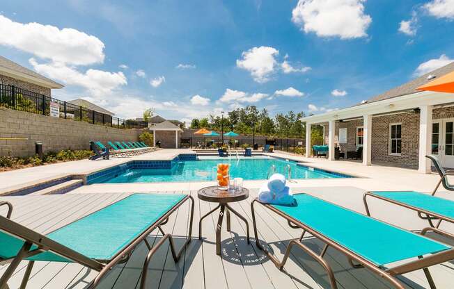 Lounge chairs by the pool