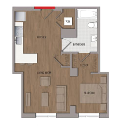 Studio, 1 bath, 537 sqft, $1,709