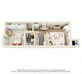 1 bed, 1 bath, 526 sqft, $811