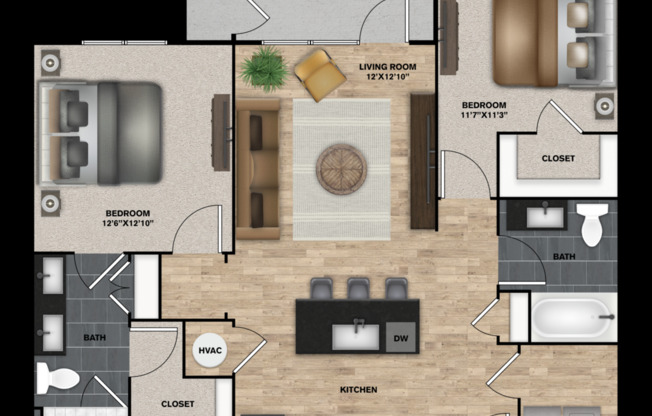 2 beds, 2 baths, 998 sqft, $1,580