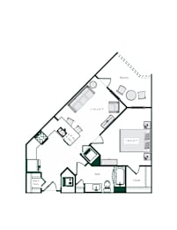 1 bed, 1 bath, 687 sqft, $1,099