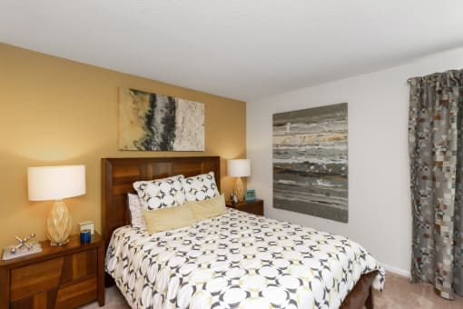 Bedroom with Large Bed at Palmetto Place Apartments, Taylors, 29687