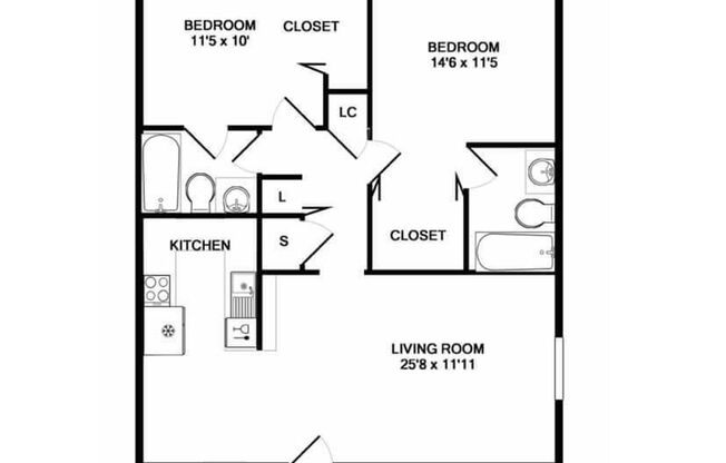2 beds, 2 baths, 732 sqft, $1,560, Unit 108 B2 Poolside
