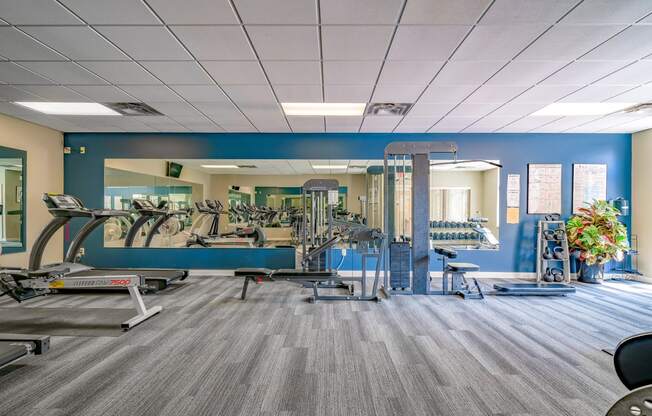 Modern equipment and plenty of space in the exercise room at Southwind Villas