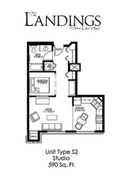 Studio, 1 bath, 590 sqft, $1,706