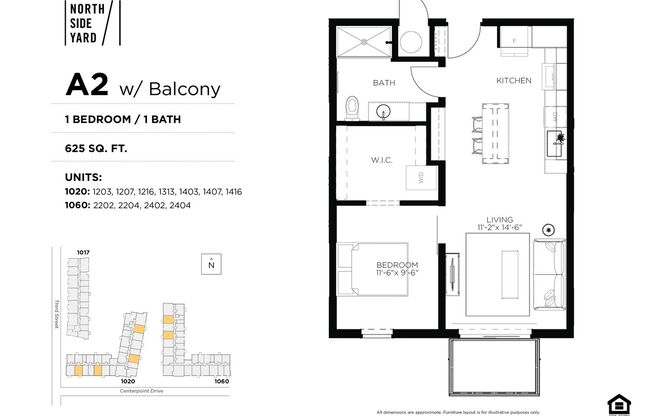 1 bed, 1 bath, 625 sqft, $1,400