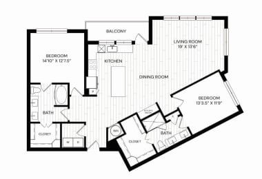 2 beds, 2 baths, 1,445 sqft, $2,575