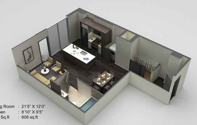 Block 17 Apartments TS 1 3D Floor Plan