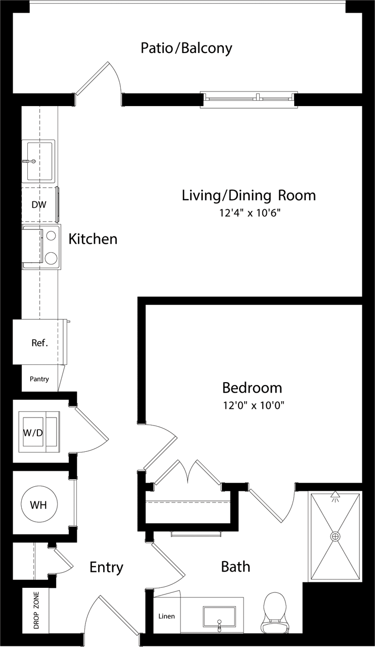 1 bed, 1 bath, 602 sqft, $1,540, Unit 353