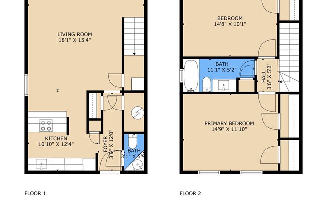 2 beds, 1.5 baths, 950 sqft, $1,825, Unit Unit F