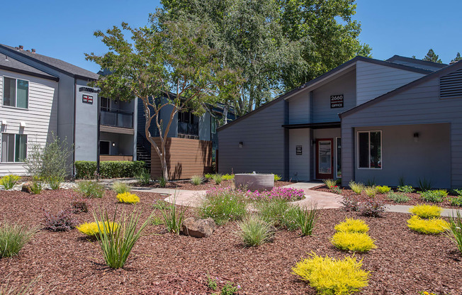 Pheasant Pointe Leasing Office Exterior,  Landscaping, and Fountain