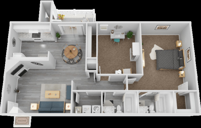 2 beds, 2 baths, 966 sqft, $1,400