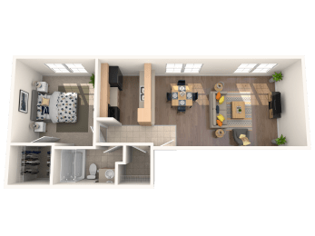 1 bed, 1 bath, 602 sqft, $887