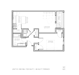 1 bed, 1 bath, 700 sqft, $1,525