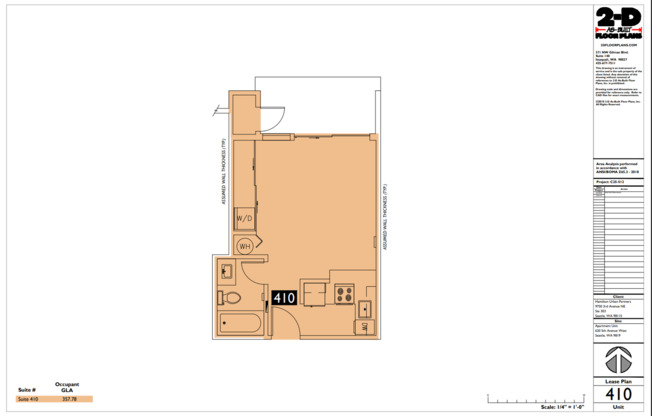 Studio, 1 bath, 450 sqft, $1,388, Unit 210
