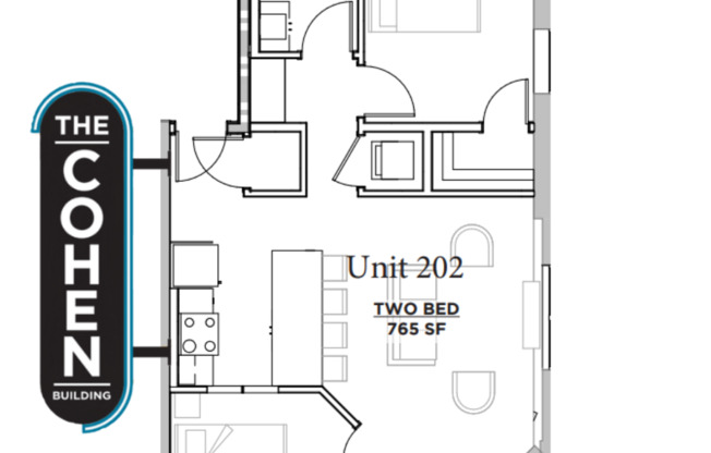 2 beds, 1 bath, 765 sqft, $1,150, Unit 302