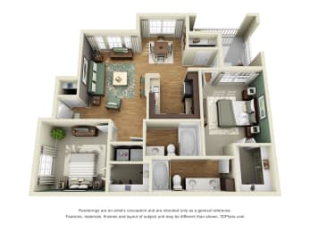 2 beds, 2 baths, 1,119 sqft, $1,719