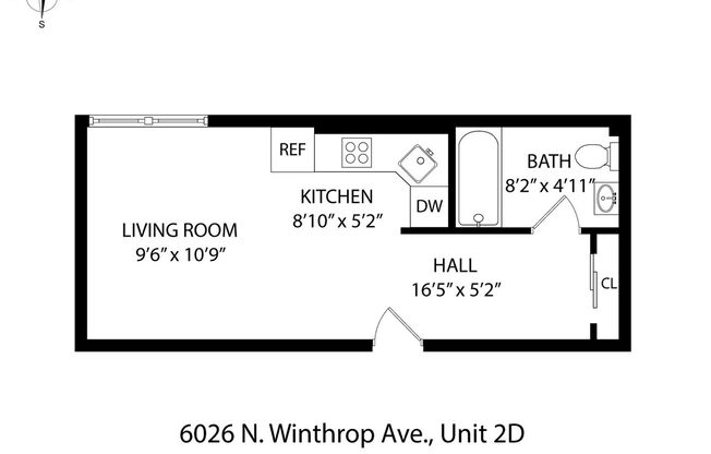 Studio, 1 bath, 250 sqft, $1,450, Unit 2D