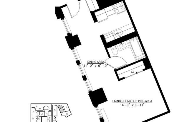 1 bed, 1 bath, $4,100, Unit 11C