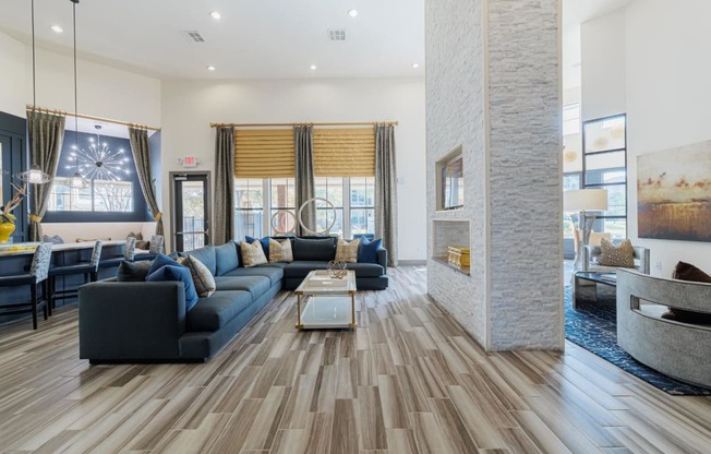 a living room with a couch and a coffee table