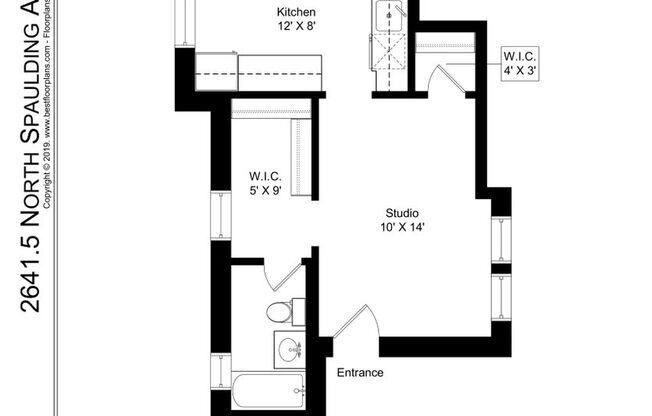 Studio, 1 bath, 420 sqft, $1,495, Unit 2641.5-1S