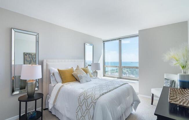 Bedroom with downtown and lake views