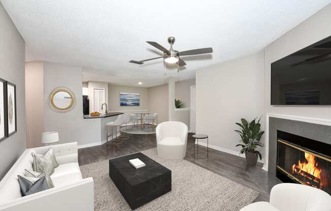 Living Room With Fireplace at Paradise Island, Jacksonville, FL, 32256