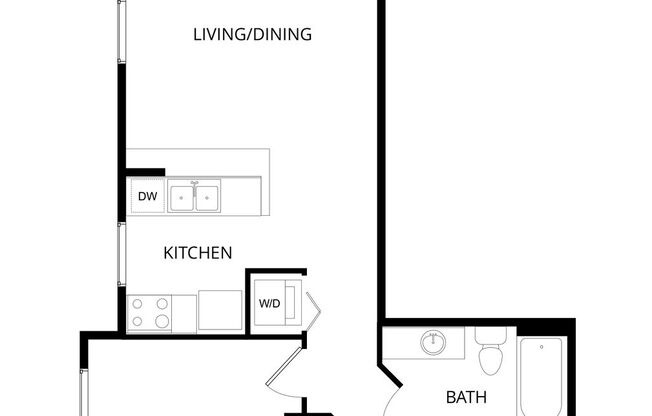 1 bed, 1 bath, 561 sqft, $1,725, Unit B203